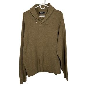 Cremieux Cotton Mens XL Shawl Collar Sweater Brown Cotton Elbow Patches